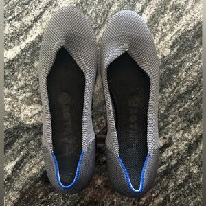 Rothy's Gray and Black Flats with Blue Accent